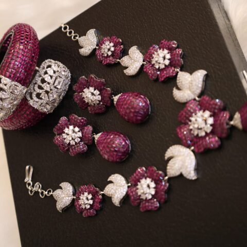 Floral Enamel Necklace Set