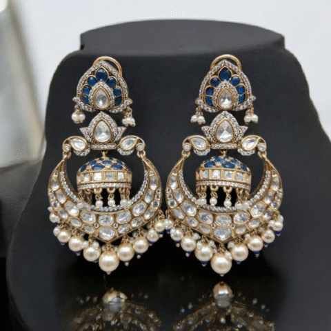 Blue & Pearl Royal Chandbali