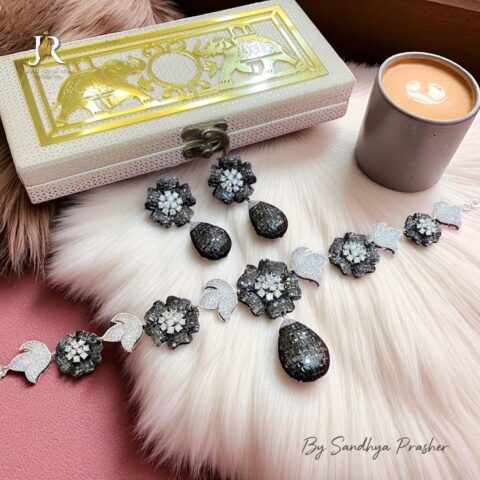 Black & Silver Floral Set