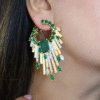 Green & Pearl Tassel Earrings