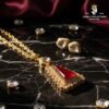 Royal Ruby Heritage Pendant Set – Premium Gold-Tone & CZ Designer Jewellery