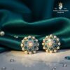 Ocean Blue Pearl Radiance Stud Earrings – Premium CZ & Designer Statement Jewellery