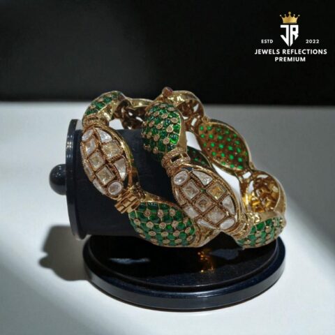 Royal Green & Kundan Polki Designer Bangles – Premium Bridal Collection