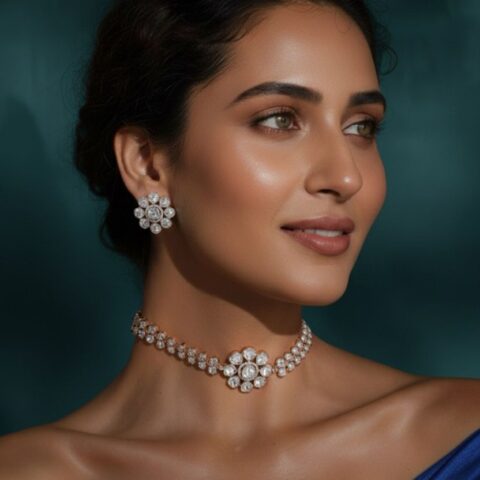 Floral Diamond Stud Earrings